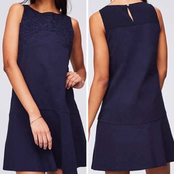 LOFT Dresses & Skirts - Loft Lace Detail Sleeveless Flounce Hem Dress Women Size Small